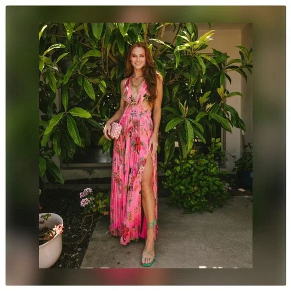 Rococo Sand Rue Floral Cut-Out Long Dress